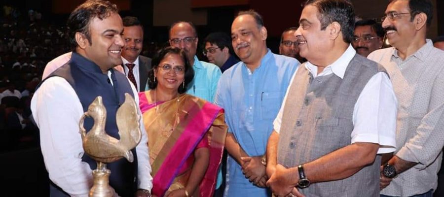 Ketan Mohitkar, Nanda Jichkar and Nitin Gadkari at NSF 2018